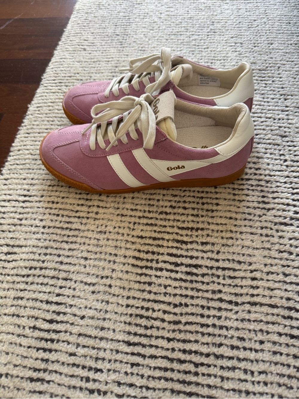 Gola Pink Suede Sneakers with White Stripes